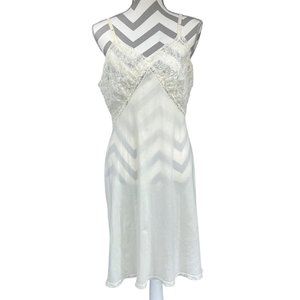 Vintage Dutchmaid Nylon 50s Slip Sz 38 Lace Embroidery White Lingerie